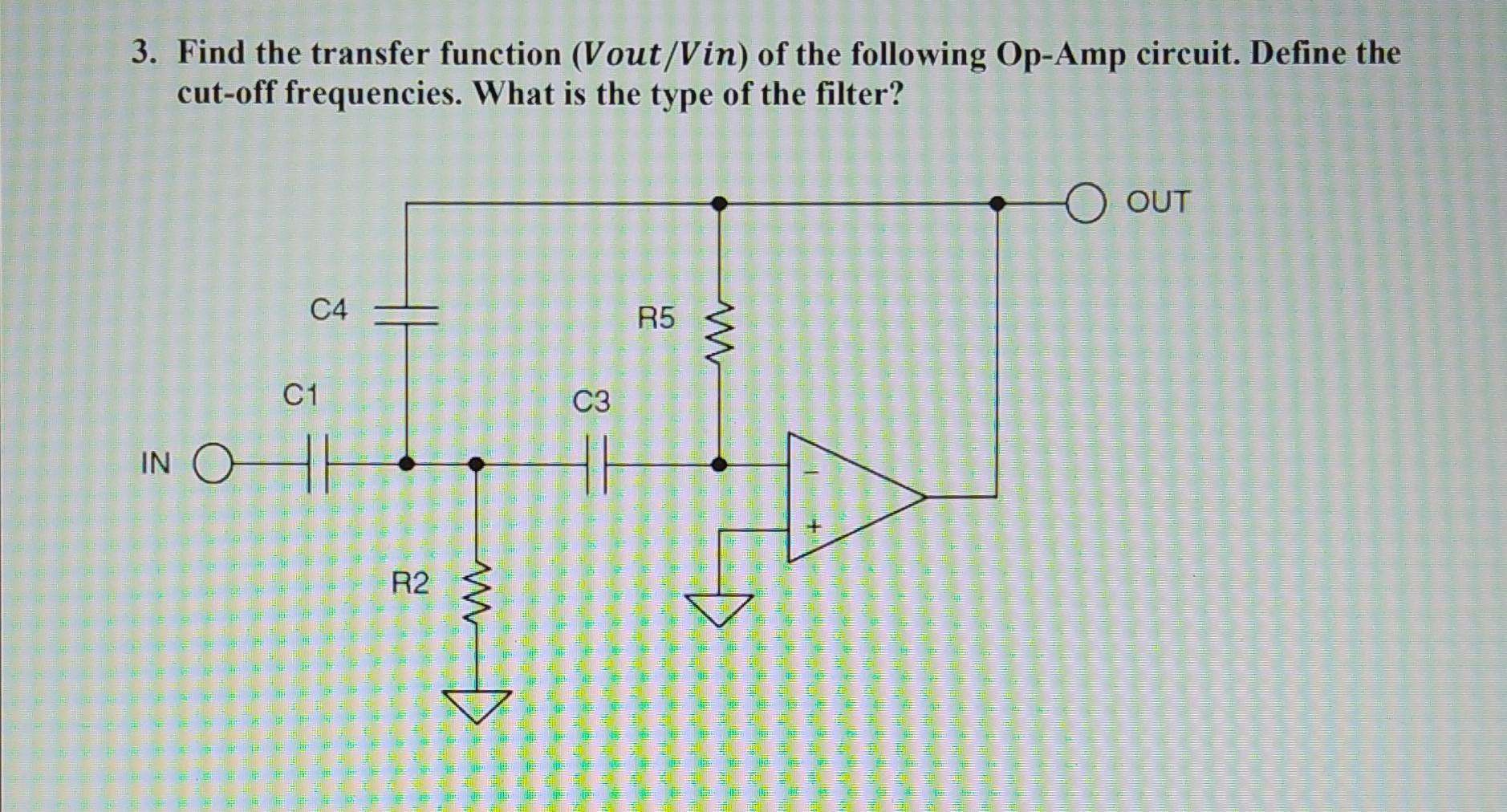 Solved 3. Find the transfer function (Vout/Vin) of the