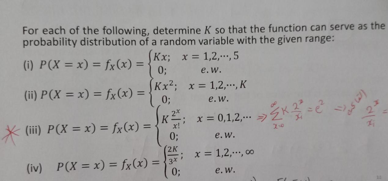 Solved For each of the following, determine K so that the | Chegg.com