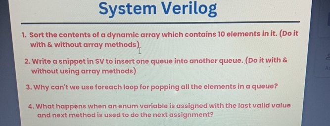 Solved code in System VerilogSort the contents of a dynamic | Chegg.com image.