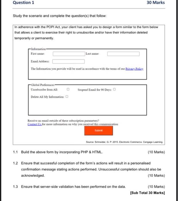 Solved Question 1 30 Marks Study the scenario and complete | Chegg.com