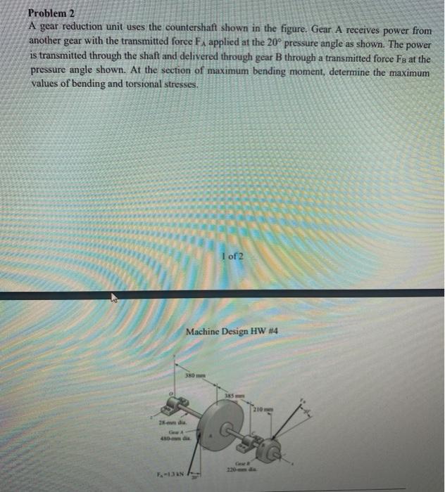 Solved Problem 2 A gear reduction unit uses the countershaft | Chegg.com