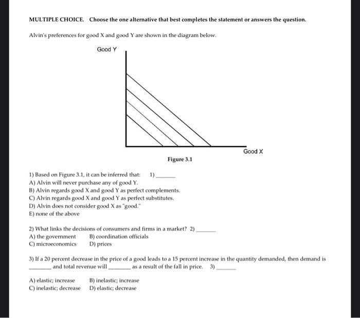 Solved MULTIPLE CHOICE. Choose The One Alternative That Best | Chegg.com