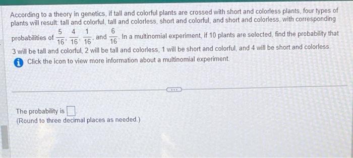 Solved According to a theory in genetics, if tall and | Chegg.com