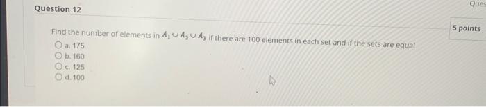 Solved Find the number of elements in A1∪A2∪A3 if there are | Chegg.com