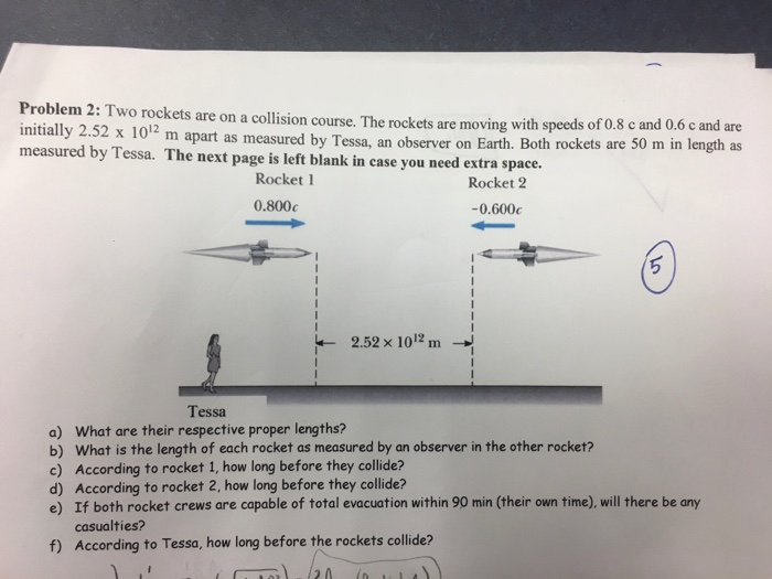 Solved Problem 2: Two Rockets Are On A Collision Course. The | Chegg.com