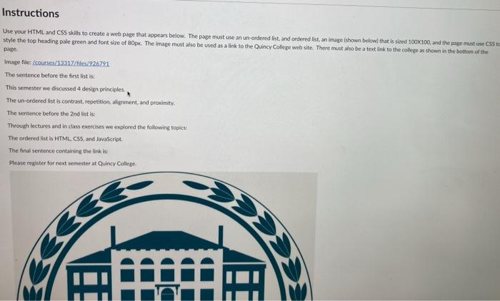 Solved Instructions Use your HTML and CSS skills to create a | Chegg.com