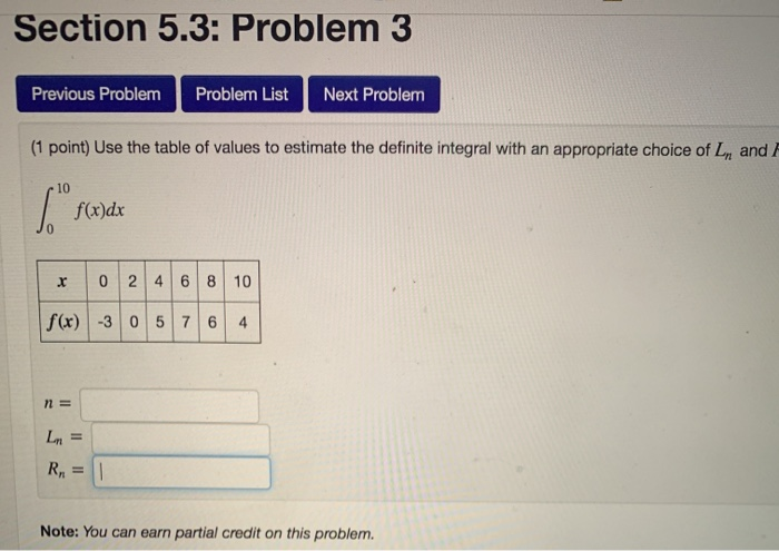Solved Section 5.3: Problem 3 Previous Problem Problem List | Chegg.com