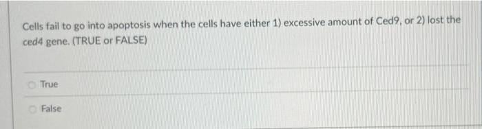 Solved Cells fail to go into apoptosis when the cells have | Chegg.com