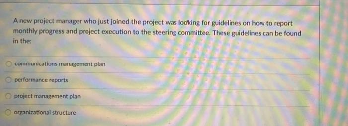 Solved A new project manager who just joined the project was | Chegg.com