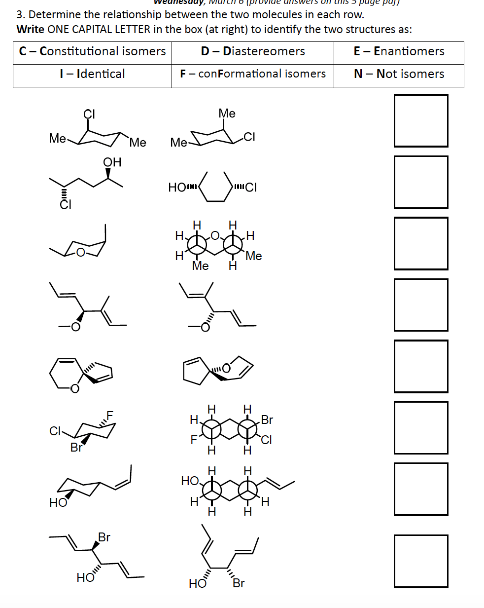 Solved Determine the relationship between the two molecules | Chegg.com