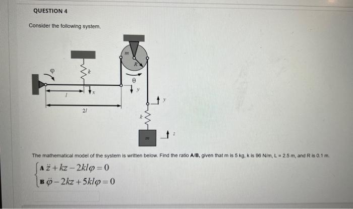 Solved Consider the following system. The mathematical model | Chegg.com