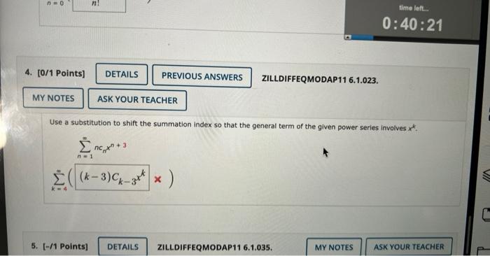 Use a substitution to shift the summation index so that the general term of the given power series involves \( x^{k} \).
\[
\