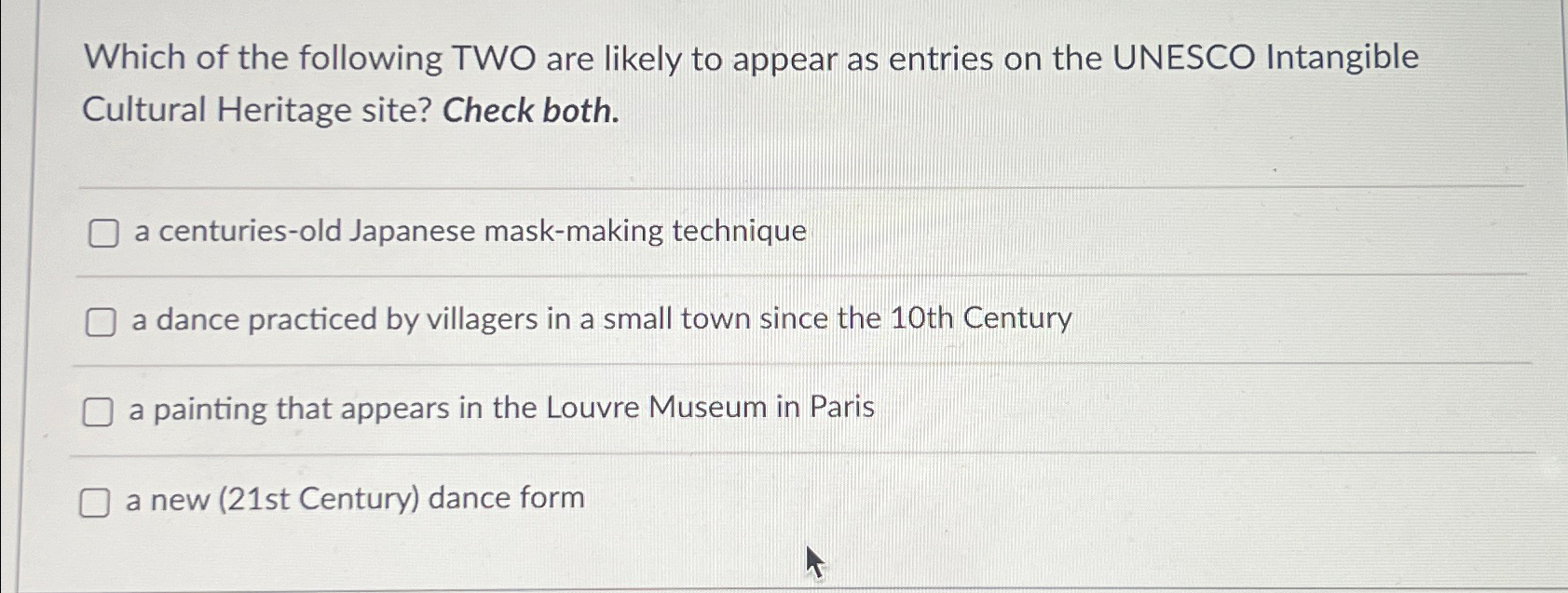 Solved Which of the following TWO are likely to appear as | Chegg.com