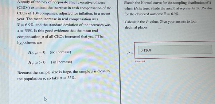 Solved A study of the pay of corporate chief executive | Chegg.com