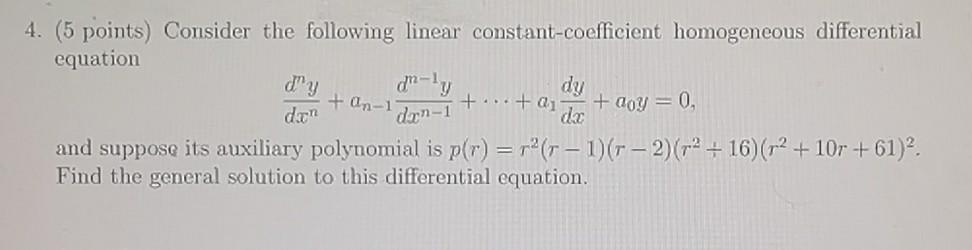 Solved 4. (5 points) Consider the following linear | Chegg.com