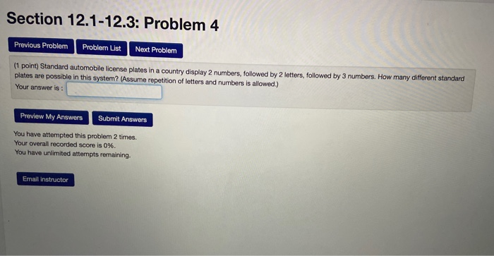 Solved Section 12.1-12.3: Problem 4 Previous Problem Problem | Chegg.com