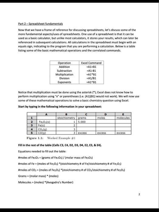 Using Excel for Analyzing Chemistry Introduction A | Chegg.com