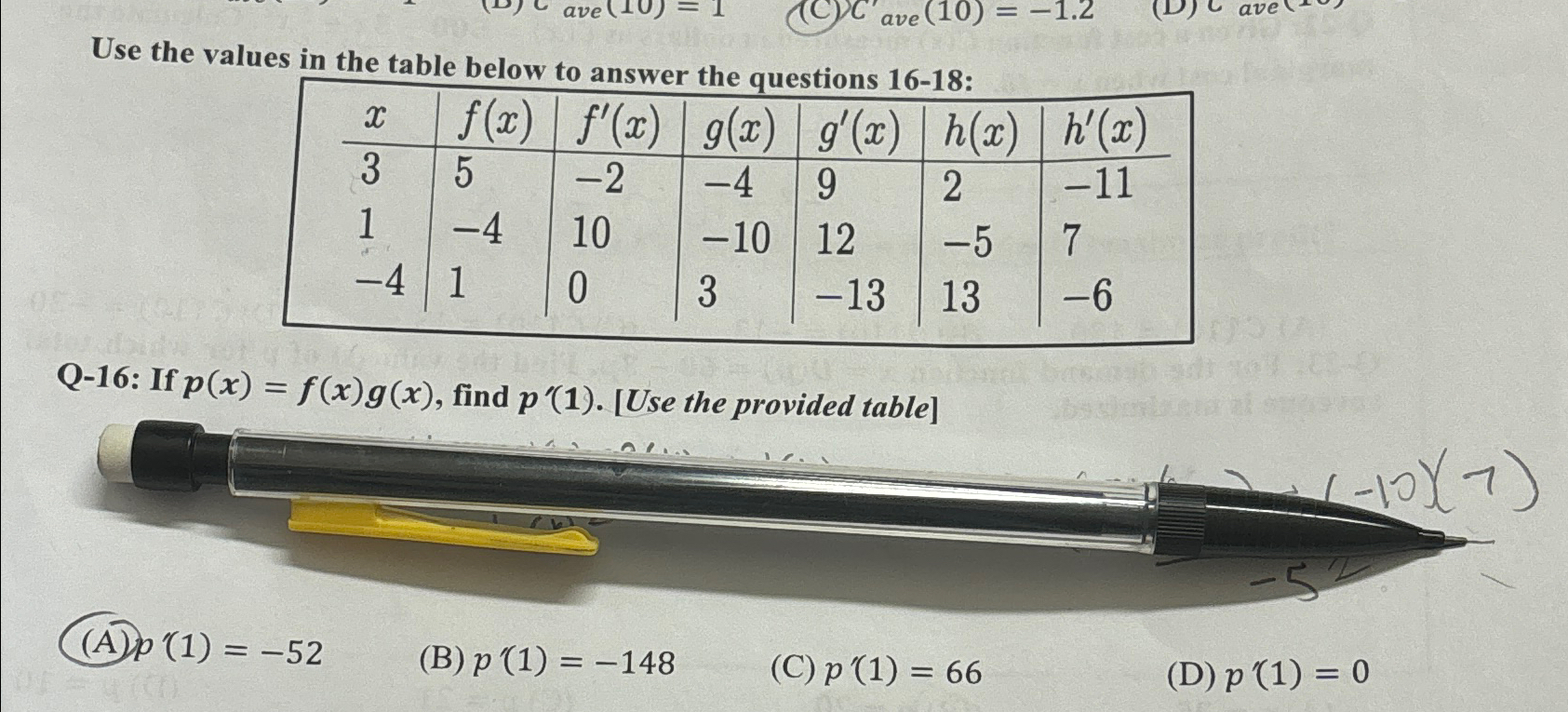 Solved Use the values in the table below to answer the | Chegg.com