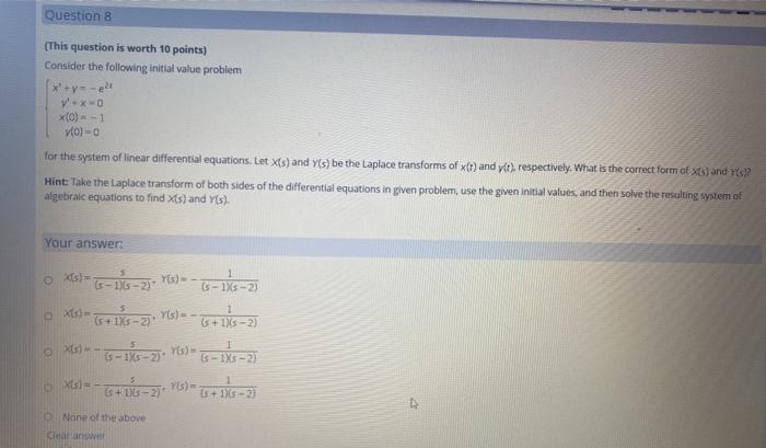 Solved Question 8 (This question is worth 10 points) | Chegg.com