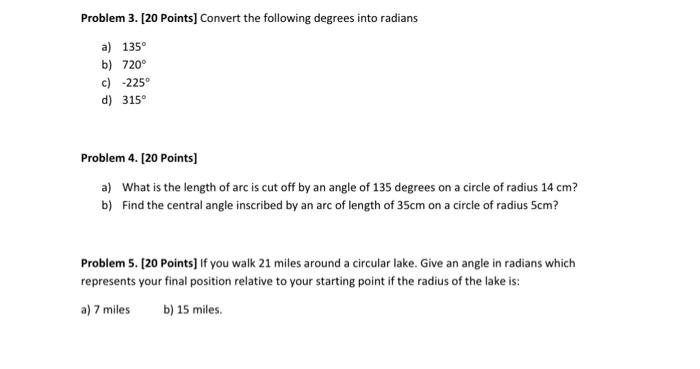 Solved Problem 3. [20 Points] Convert the following degrees | Chegg.com