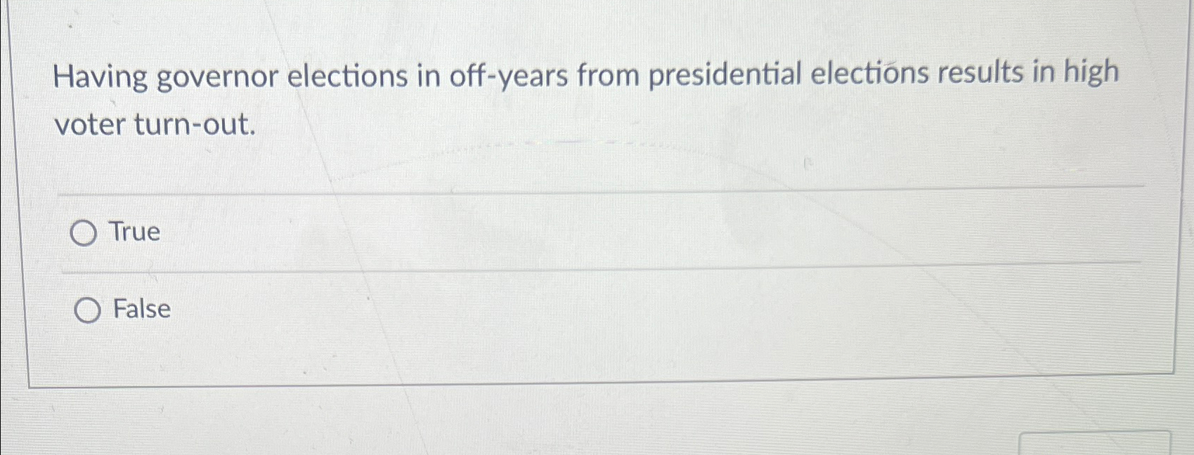 Solved Having Governor Elections In Off-years From | Chegg.com