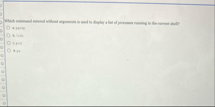 Solved Which command emtered without arguments is ased to | Chegg.com