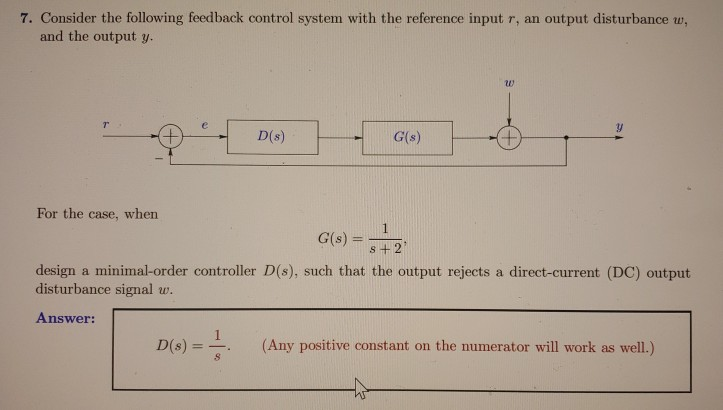 Solved 7. Consider the following feedback control system | Chegg.com