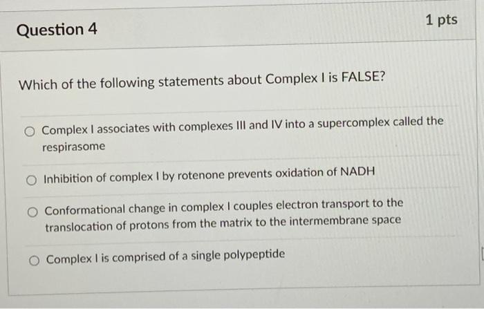 Solved 1 pts Question 4 Which of the following statements | Chegg.com