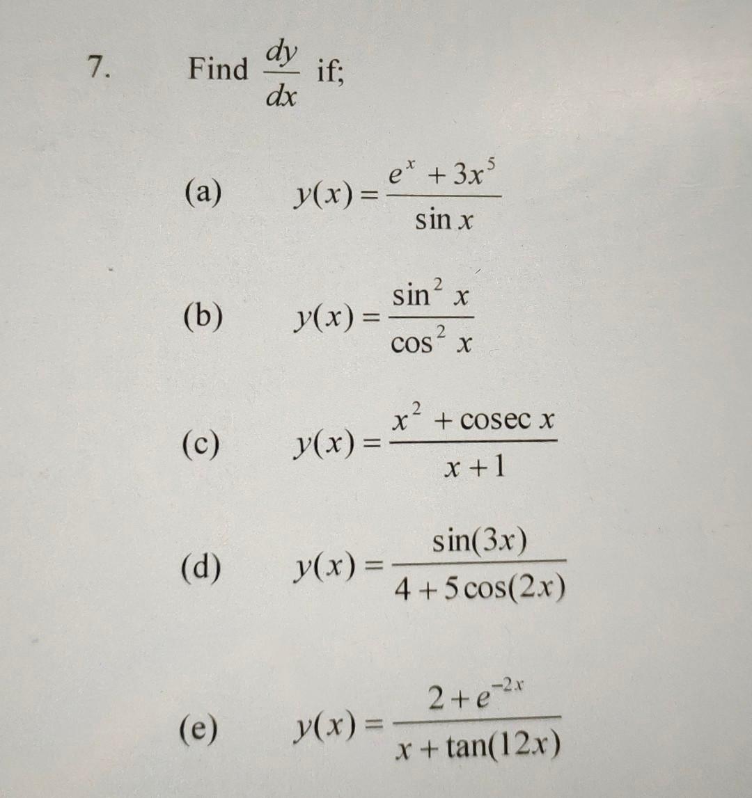 7 Find Dy Dx If A Et 3x Y X Sin X H B Chegg Com 7 Find Dy Dx If A Et 3x Y X Sin X H B Chegg Com