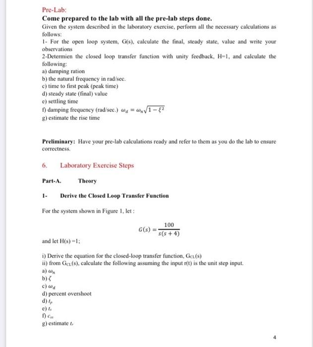 Solved Pre-Lab: Come prepared to the lab with all the | Chegg.com