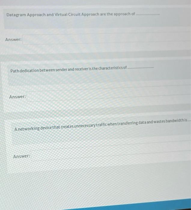 Solved Datagram Approach and Virtual Circuit Approach are | Chegg.com