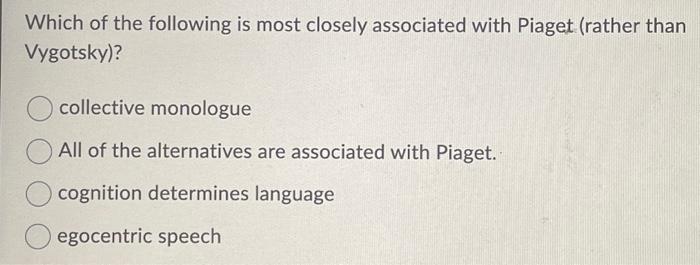 Solved Which of the following is most closely associated Chegg