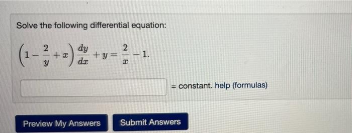 Solved Solve the following differential equation: 1 2 Y +x | Chegg.com