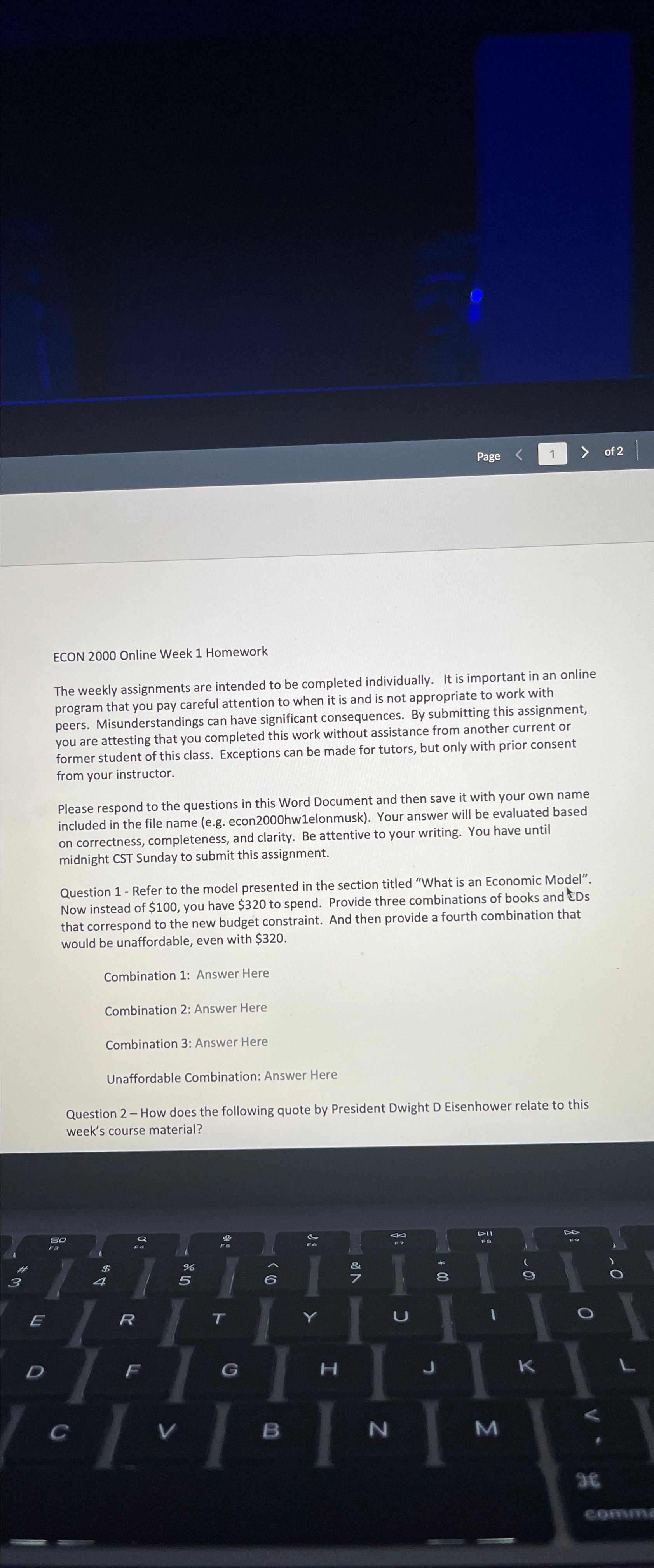 Solved ECON 2000 ﻿Online Week 1 ﻿HomeworkThe weekly | Chegg.com