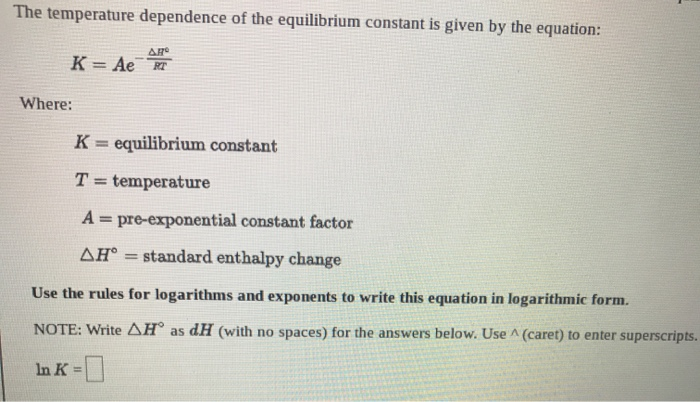 Solved The temperature dependence of the reaction rate | Chegg.com