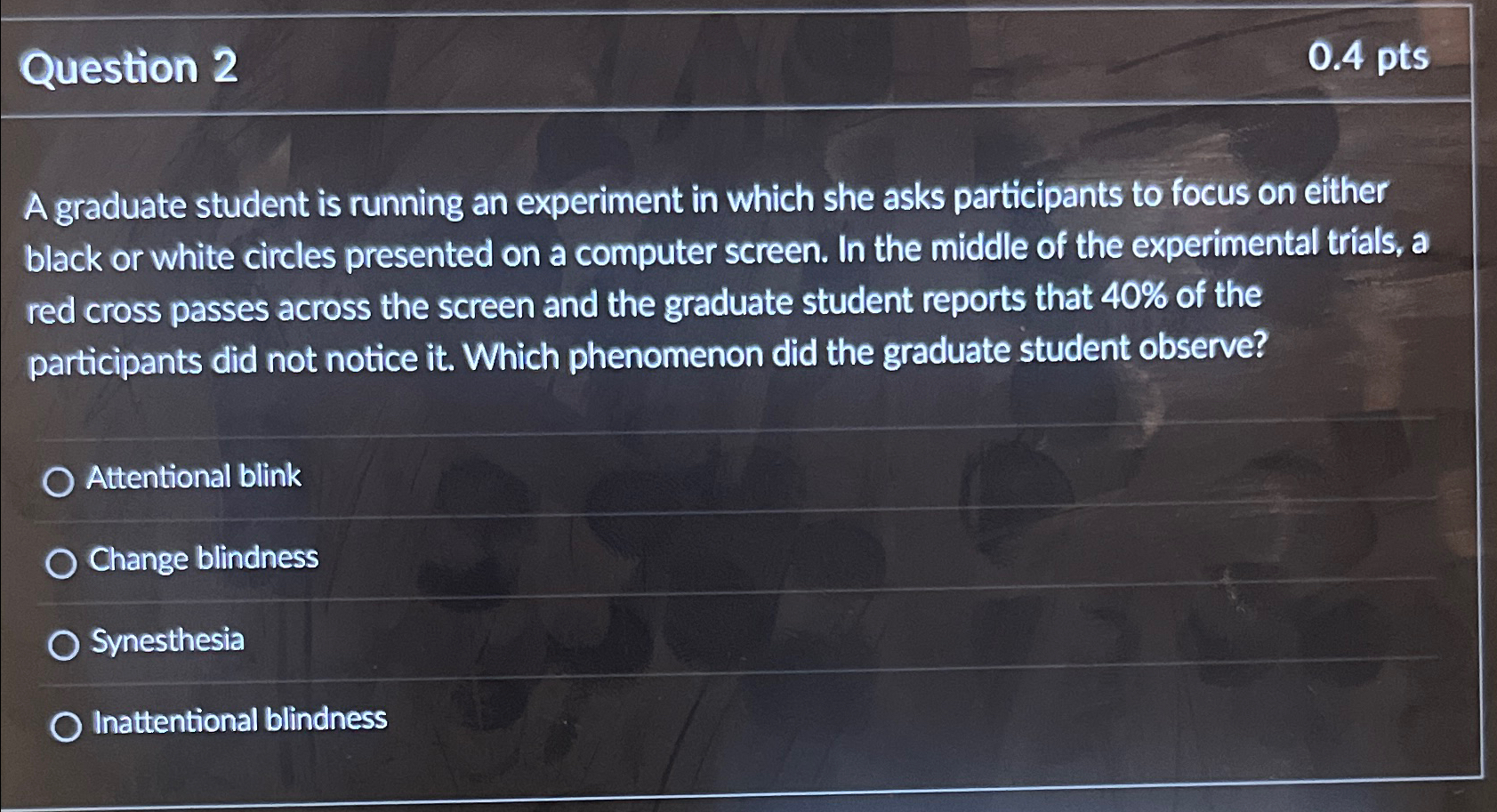 Solved Question 20.4 ﻿ptsA graduate student is running an | Chegg.com