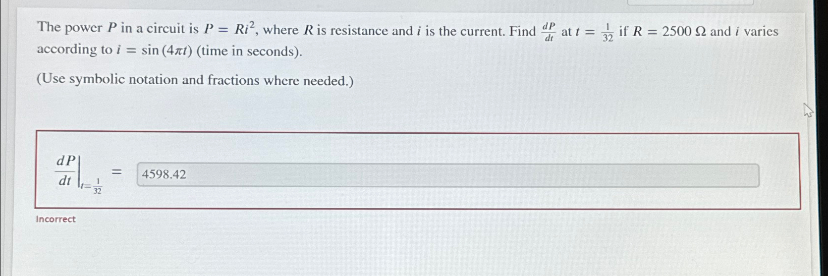 Solved The power P ﻿in a circuit is P=Ri2, ﻿where R ﻿is | Chegg.com
