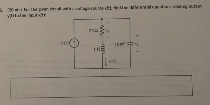 Solved 5. (20 pts) For the given circuit with a voltage | Chegg.com