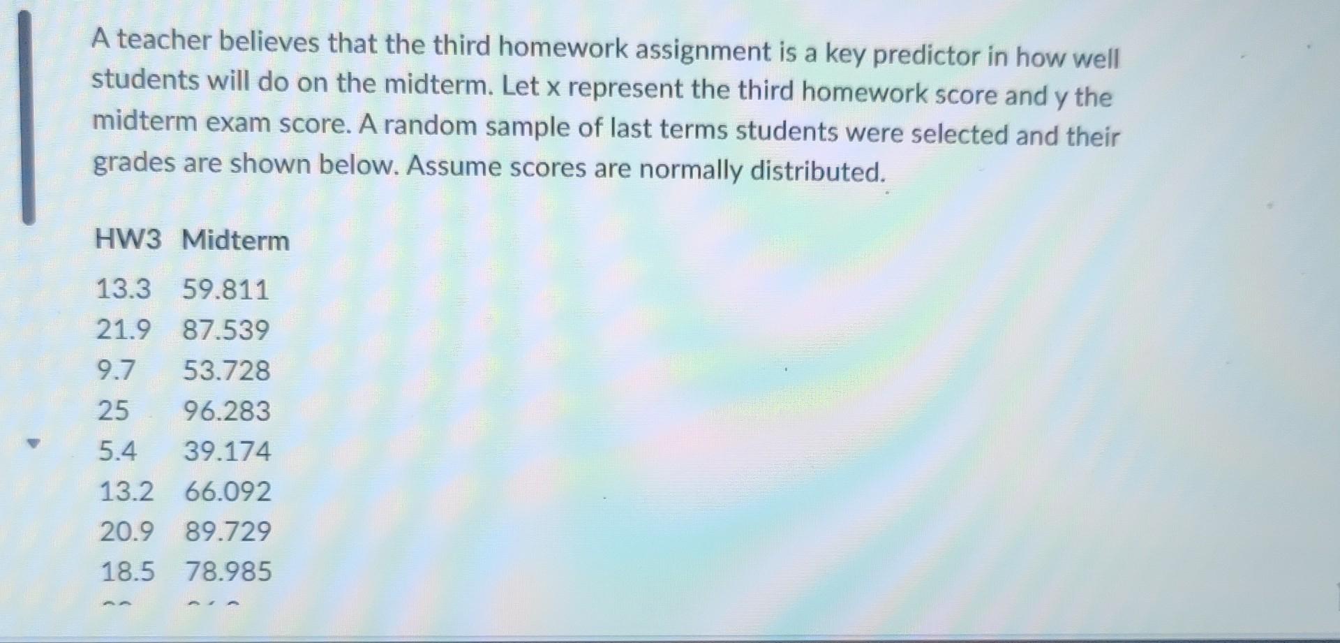 A teacher believes that the third homework assignment | Chegg.com