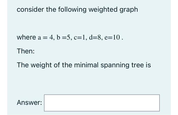 consider the following weighted graph where a = 4, b | Chegg.com