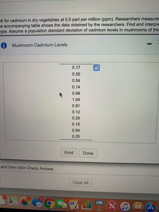 Solved Some governments have set a safety limit for cadmium