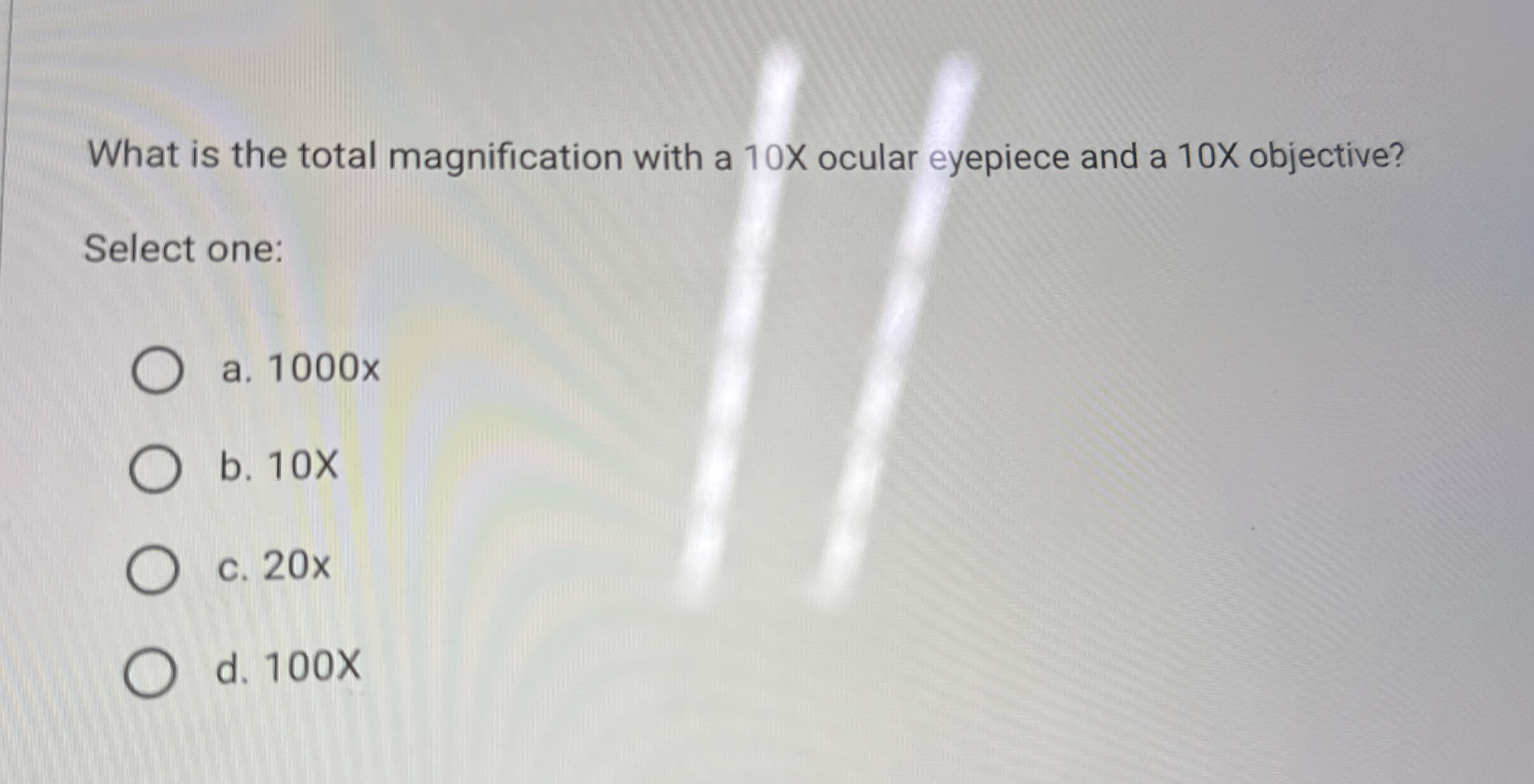 What is the total magnification with a 10X ocular | Chegg.com