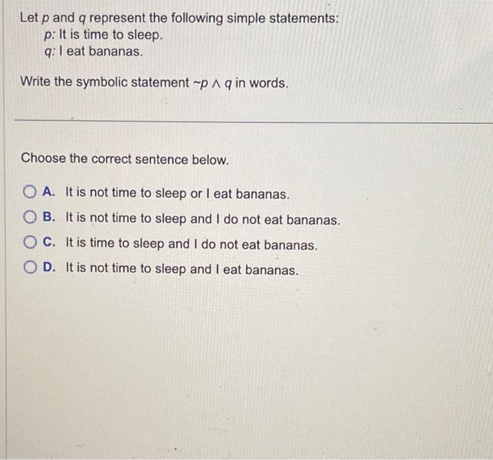 Solved Let p and q represent the following simple