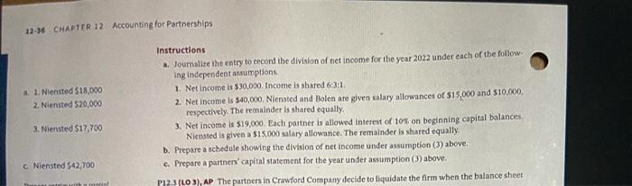 Solved 12-36 CHAPTER 12 Accounting for Partnerships a 1. | Chegg.com