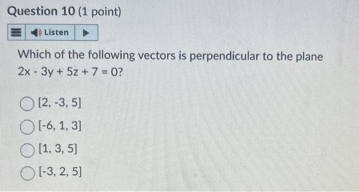 Solved Which Of The Following Vectors Is Perpendicular To | Chegg.com