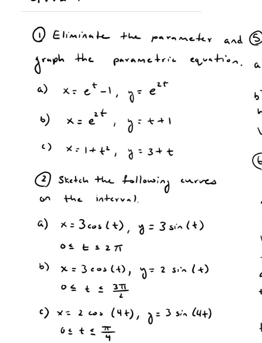Solved A Q Eliminate The Parameter And The Graph Parame Chegg Com