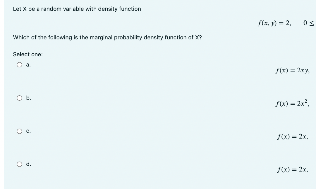 Solved Let X Be A Random Variable With Density Function F(x, | Chegg.com