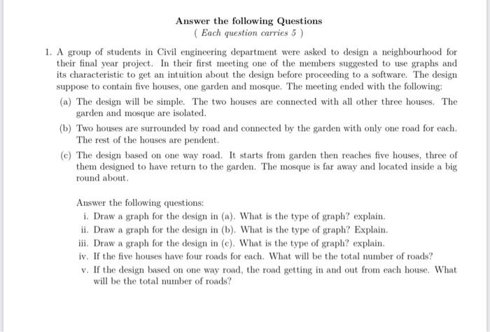 Solved Answer The Following Questions (Each Question Carries | Chegg.com