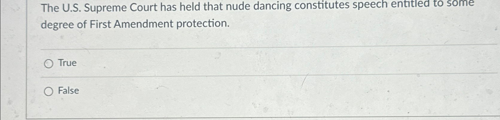 Solved The U S Supreme Court Has Held That Nude Dancing Chegg Com