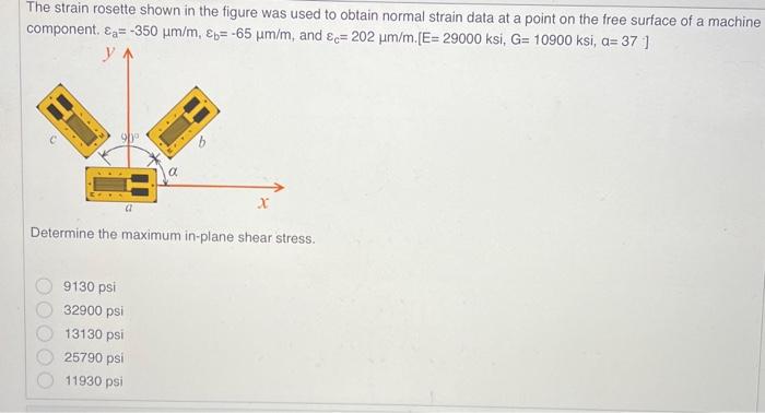 Solved The strain rosette shown in the figure was used to | Chegg.com